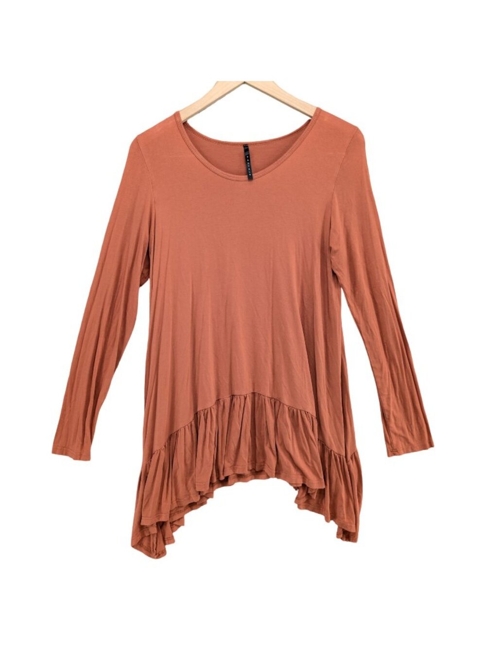 Pastels Sharkbite Tunic Top Womens Terracotta Orange Knit Long Sleeve Boho Sz S